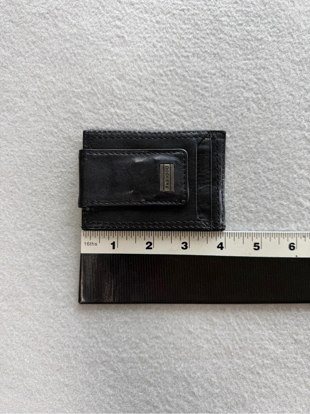 Dockers Genuine Leather Magnetic Money Clip Wallet Black Slim Minimalist